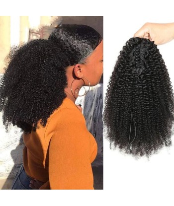 Schwarzer Pferdeschwanz Pferdeschwanz mit natürlichen Zangen Remy Haare Afro Curly pas cher chine