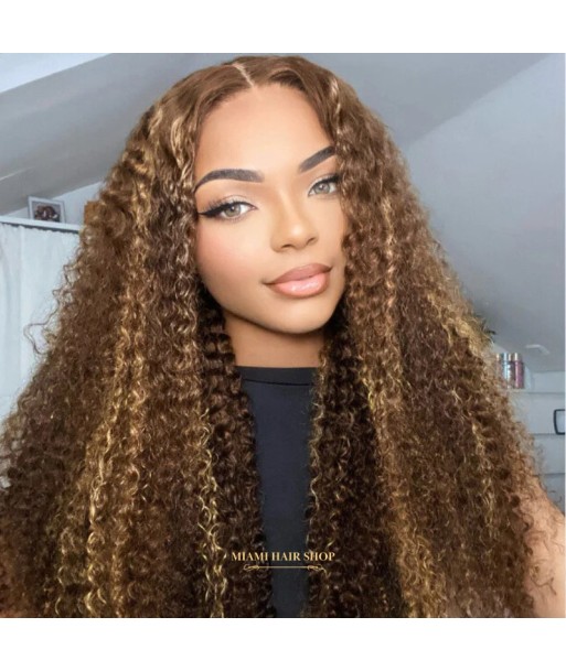 Kinky Curly Blear Blonde Kinky Perücke ohne Kleber mit vorgekoppelter Spitze Vous souhaitez 