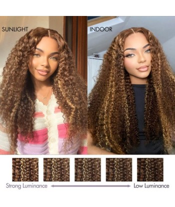 Kinky Curly Blear Blonde Kinky Perücke ohne Kleber mit vorgekoppelter Spitze Vous souhaitez 