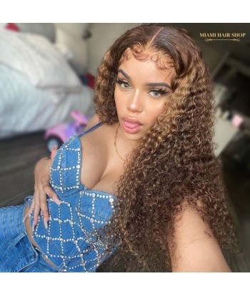 Kinky Curly Blear Blonde Kinky Perücke ohne Kleber mit vorgekoppelter Spitze Vous souhaitez 