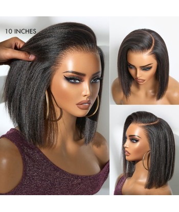 Perruque Miami Hair Flex Prédécoupé | Bob Court Naturel Yaki / Lisse Sans Colle, Frontal HD Lace 13x5, Oreille à Oreille en linge