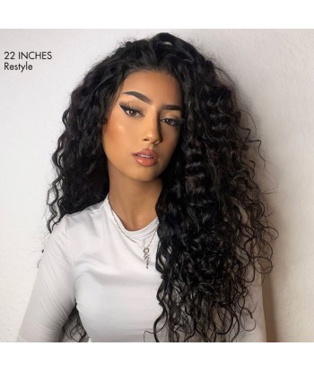 Confort Aéré Perruque Curly Water Wave Sans Colle avec Tulle Pré-découpé 5x5 – Soin du Cuir Chevelu est présent 