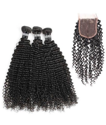 3 Paquets de Tissage  + Closure Kinky Curly vente chaude votre 