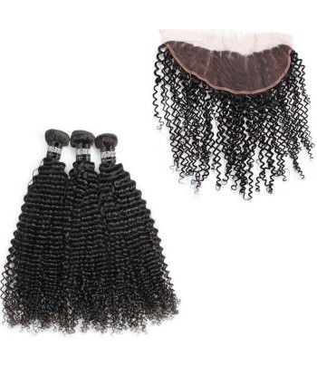 3 Paquets de Tissage + Lace Frontal Kinky Curly 13x4 prix