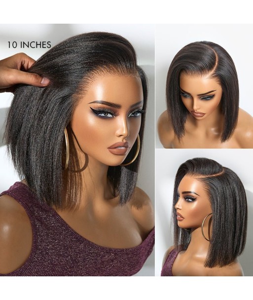 Perruque Miami Hair Flex Prédécoupé | Bob Court Naturel Yaki / Lisse Sans Colle, Frontal HD Lace 13x5, Oreille à Oreille pour bénéficier 