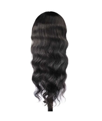 Perruque Naturelle à Frange Body Wave Brun Foncé soldes