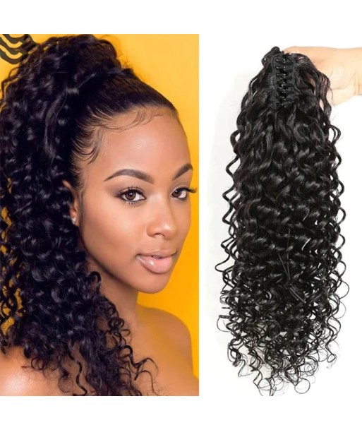 Coda di cavallo nera coda di cavallo con pinze naturali Remy Hair Deep Wave de France