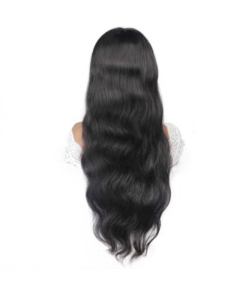 Perruque Naturelle à Frange Body Wave Brun Foncé soldes