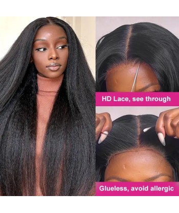 Vente Privée : Prédécoupé Front lace 13x4" Afro Yaki Texture Brun Foncé « prêt-à-porter » Les êtres humains sont 