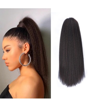 Queue de cheval Ponytail  Noir à Pince Naturel Remy Hair Yaki Straight Véritable concentré