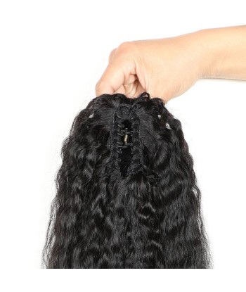 Queue de cheval Ponytail  Noir à Pince Naturel Remy Hair Kinky Straight À commander