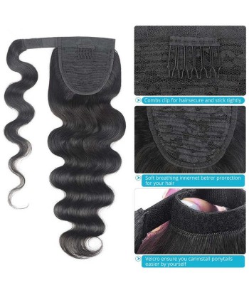 Queue de cheval Ponytail  Noir Ruban Magique Remy Hair Body Wave s'inspire de l'anatomie humaine