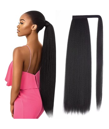 Queue de cheval Ponytail  Noir Ruban Magique Remy Hair Yaki Straight À commander