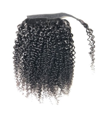 Queue de cheval Ponytail  Noir Ruban Magique Remy Hair Kinky Curly pas cher