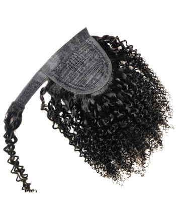 Queue de cheval Ponytail  Noir Ruban Magique Remy Hair Kinky Curly pas cher