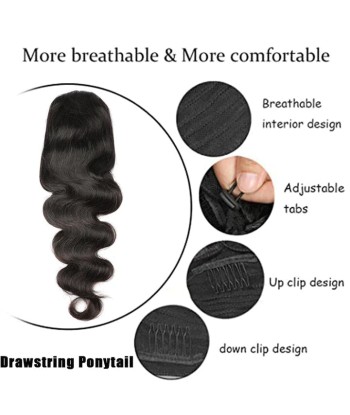 Queue de cheval Ponytail  Noir A Cordon Remy Hair Body Wave Comparez et commandez 