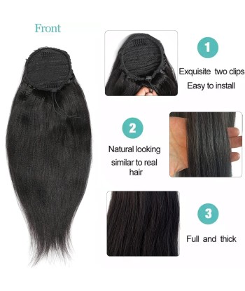 Queue de cheval Ponytail  Noir A Cordon Remy Hair Yaki Straight vente chaude votre 