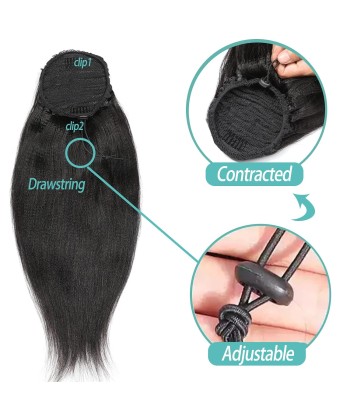 Queue de cheval Ponytail  Noir A Cordon Remy Hair Yaki Straight vente chaude votre 