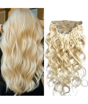 Kit Extensions à Clips Body Wave Blond Platine 120 gr le concept de la Pate a emporter 