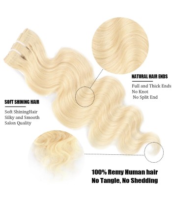 Kit Extensions à Clips Body Wave Blond Platine 120 gr le concept de la Pate a emporter 