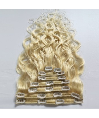 Kit Extensions à Clips Body Wave Blond Platine 120 gr le concept de la Pate a emporter 