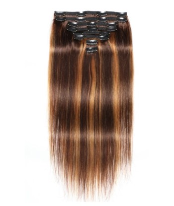 Kit Extensions à Clips Straight Chatain Méché Blond 120 gr, P4/27 paiement sécurisé