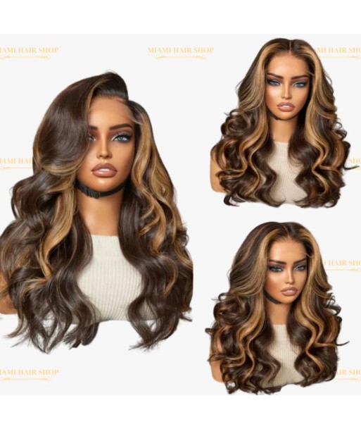 Perruque Body Wave Chatain Méché Blond Sans Colle Pré-Coupée ouvre sa boutique