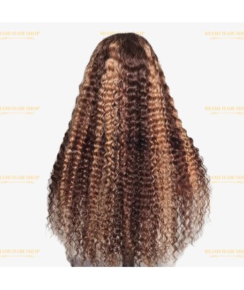 Perruque Deep Wave Chatain Méché Blond Sans Colle avec Dentelle Pré-Coupée en ligne