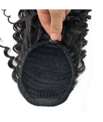 Schwarzer Pferdeschwanz -Pferdeschwanz mit Remy Hair Deep Wave Cord de l' environnement