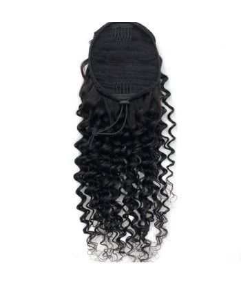 Schwarzer Pferdeschwanz -Pferdeschwanz mit Remy Hair Deep Wave Cord de l' environnement