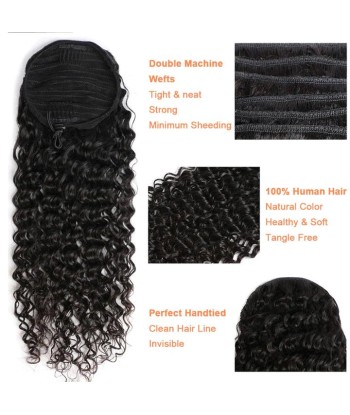 Schwarzer Pferdeschwanz -Pferdeschwanz mit Remy Hair Deep Wave Cord de l' environnement