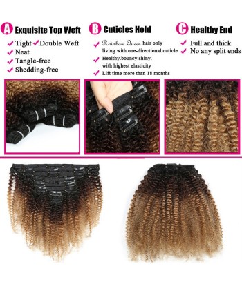 Extensiones de kit con clips de chocolate rubio afro rizado 120 gr brown sombreado rembourrage situé sous