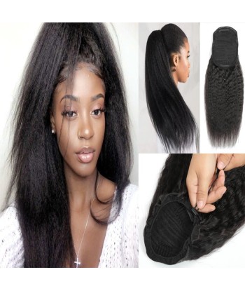 Zwarte paardenstaart paardenstaart met Remy Hair Kinky recht snoer acheter en ligne