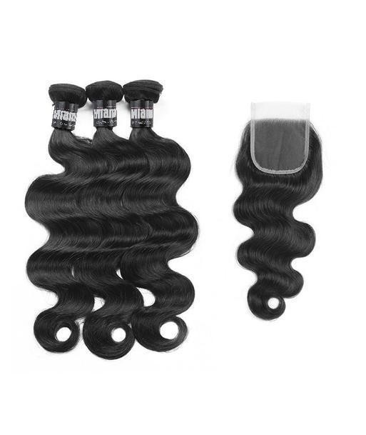 3 Paquets de Tissage  + Closure Body Wave hantent personnes