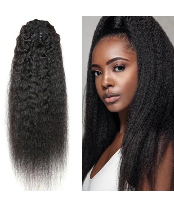 Queue de cheval Ponytail  Noir à Pince Naturel Remy Hair Kinky Straight offre 