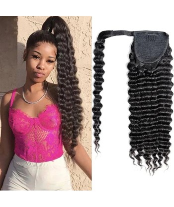 Queue de cheval Ponytail  Noir Ruban Magique Remy Hair Deep Wave plus qu'un jeu 