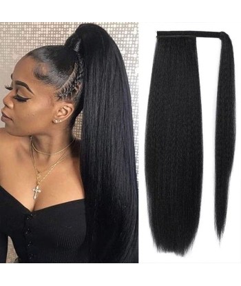 Queue de cheval Ponytail  Noir Ruban Magique Remy Hair Yaki Straight les muscles