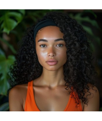 Perruque Bandeau Kinky Curly Brun Foncé Amélioration de cerveau avec