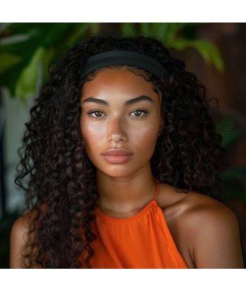 Perruque Bandeau Kinky Curly Brun Foncé Amélioration de cerveau avec