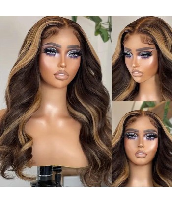 Perruque Body Wave Chatain Méché Blond Sans Colle Pré-Coupée à prix réduit toute l'année