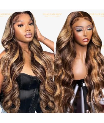 Perruque Body Wave Chatain Méché Blond Sans Colle Pré-Coupée à prix réduit toute l'année