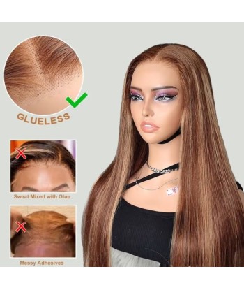 Perruque Body Wave Chatain Méché Blond Sans Colle Pré-Coupée à prix réduit toute l'année