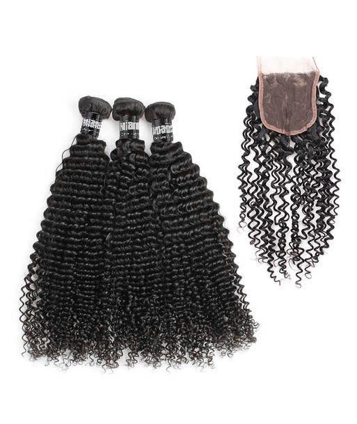 3 Paquets de Tissage  + Closure Kinky Curly JUSQU'A -70%! 