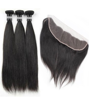 3 Paquets de Tissage + Lace Frontal Straight 13x4 la colonne vertébrale