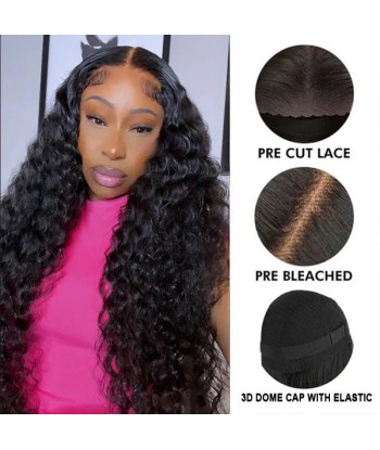 Prédécoupé Front lace 13x4" Deep Wave Brun Foncé « prêt-à-porter » pas cher 