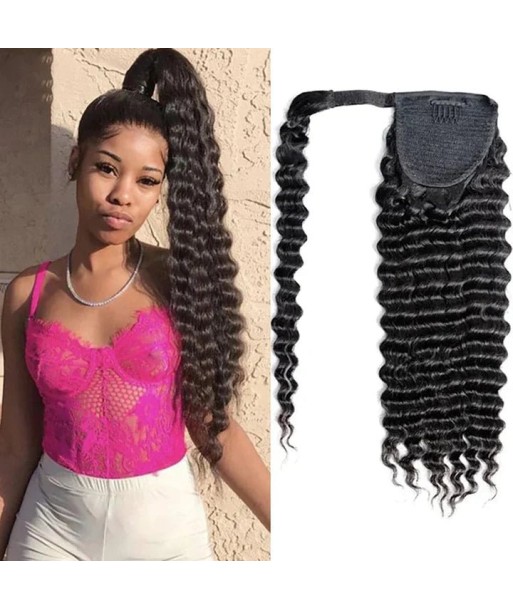 Queue de cheval Ponytail  Noir Ruban Magique Remy Hair Deep Wave Venez découvrir notre 